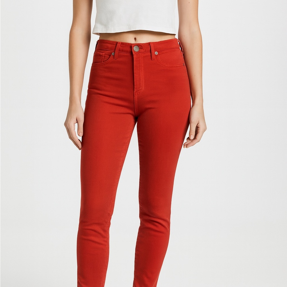 AG Orange/Red Mid-Rise Cigarette‎ Jeans / Size 27 / NWT / MSRP $215